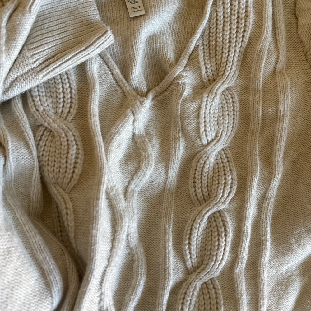 St. John's Bay V-Neck Cable Knit Sweater - Cream